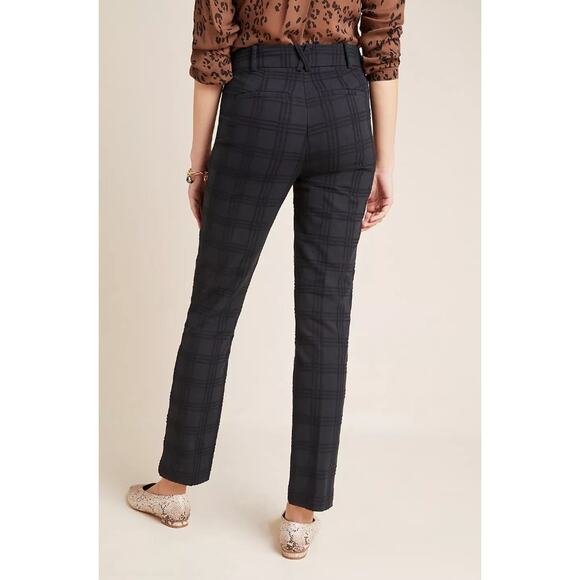 Anthropologie The Essential Slim Jacquard Black Chino Size 4 - Picture 3 of 9